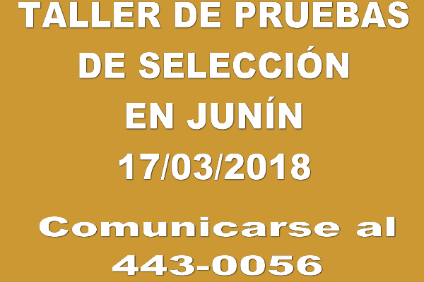 TALLER DE PRUEBAS DE SELECCIÓN EN JUNÍN 17/03/2018